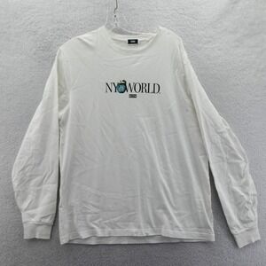 Kith Long Sleeve Shirt Mens Small NY To The World Apple White Graphic Cotton